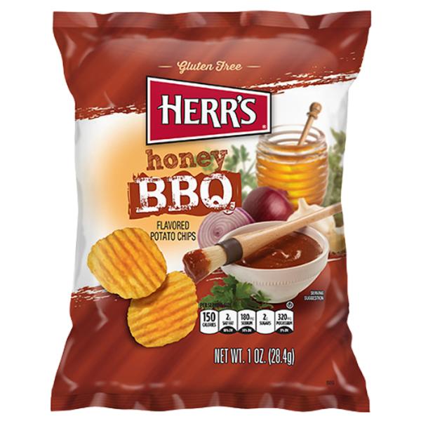 Herr’s 28g Crisps – Barbecue, Sour Cream & Onion, Honey Barbecue – Only 75p Each!